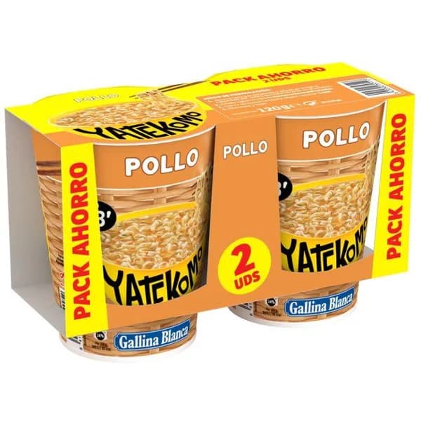 Fideos orientales de pollo YATEKOMO, cup pack 2x60 g - 1 ud - Imagen del producto en Findit