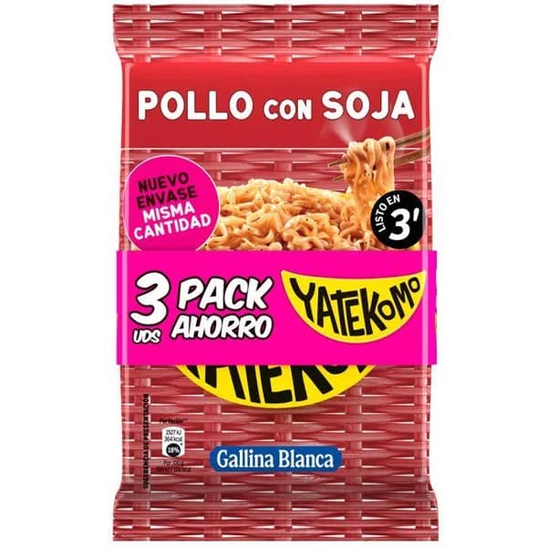 Fideos orientales de pollo-soja YATEKOMO, bag pack 3x79 g - 0.24 kg - Imagen del producto en Findit