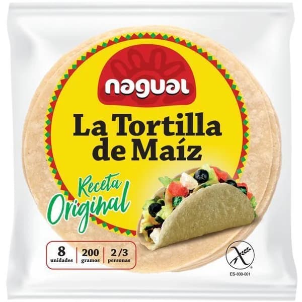 Tortilla mexicana de maíz sin gluten NAGUAL, paquete 200 g - 0.2 kg - Imagen del producto en Findit