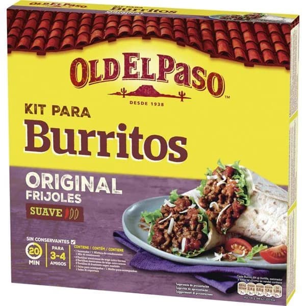 Burrito Kit OLD EL PASO, 8 tortillas, 1 sazonador, pack 510 g - 0.51 kg - Imagen del producto en Findit