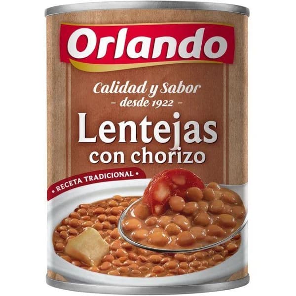 Lentejas con chorizo ORLANDO, lata 425 g - 1 ud - Imagen del producto en Findit