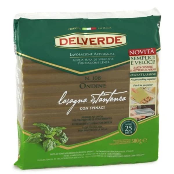 Lasaña con espinacas DELVERDE, paquete 500 g - 1 ud - Imagen del producto en Findit