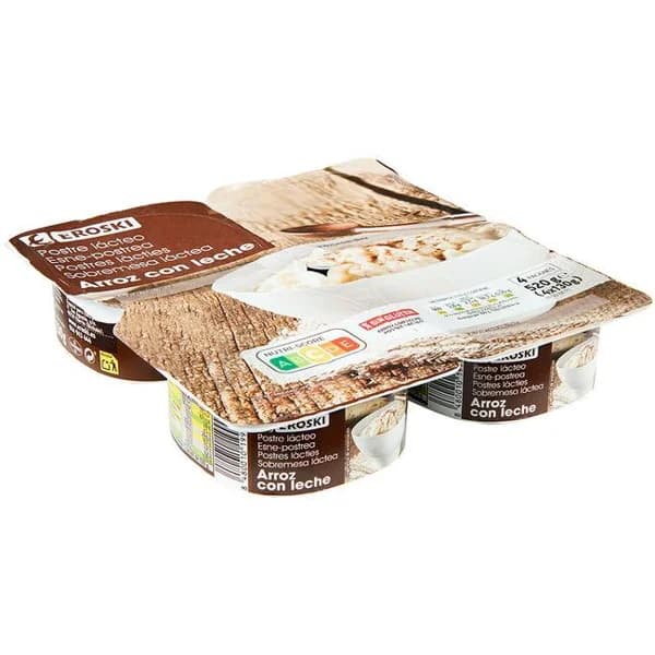 Arroz con leche EROSKI, pack 4x130 g - 0.52 kg - Imagen del producto en Findit