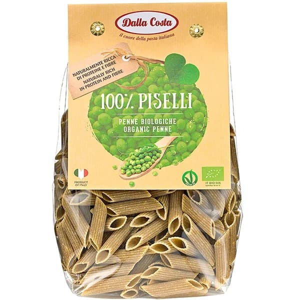 Pasta Penne 100% guisantes DALLA COSTA, paquete 250 g - 1 ud - Imagen del producto en Findit