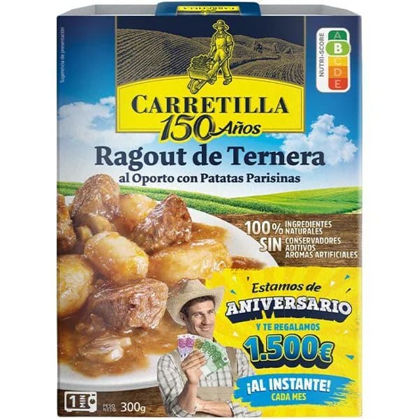 Ragout de ternera CARRETILLA, bandeja 300 g - 1 ud - Imagen del producto en Findit