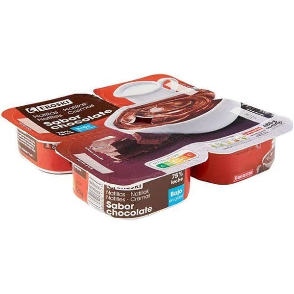 Natillas de chocolate EROSKI, pack 4x120 g - 0.48 kg - Imagen del producto en Findit