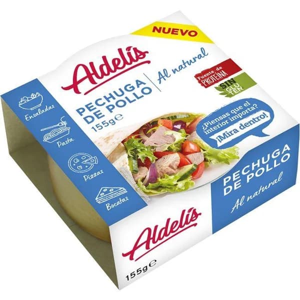 Pechuga de pollo al natural ALDELIS, lata 95 g - 0.1 kg - Imagen del producto en Findit
