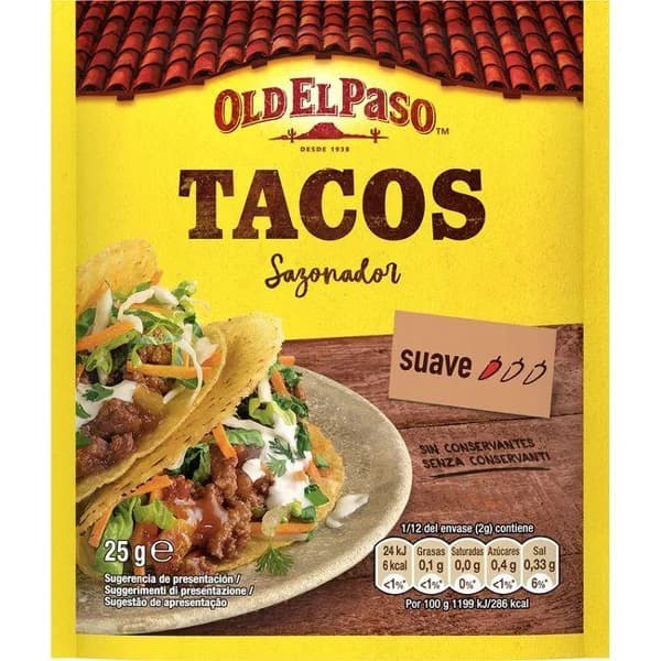 Taco sazonador Mix OLD EL PASO, sobre 25 g - 0.03 kg - Imagen del producto en Findit
