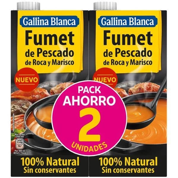 Caldo fumet de pescado GALLINA BLANCA, pack 2x1 litro - 2 l - Imagen del producto en Findit