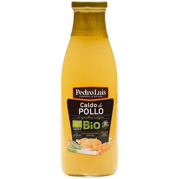 Caldo de pollo ecológico PEDRO LUIS, botella 750 ml - 0.75 l - Imagen del producto en Findit