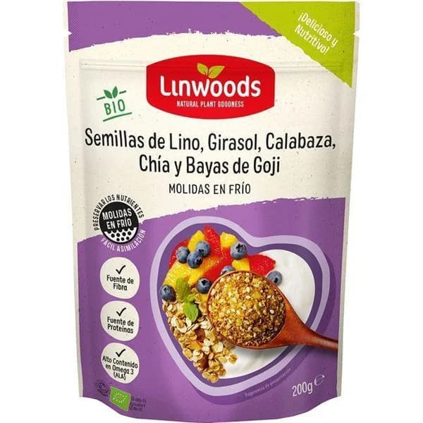 5 Semillas lino-girasol-calab.-chia-goji LINWOODS, bolsa 200 g - 0.2 kg - Imagen del producto en Findit