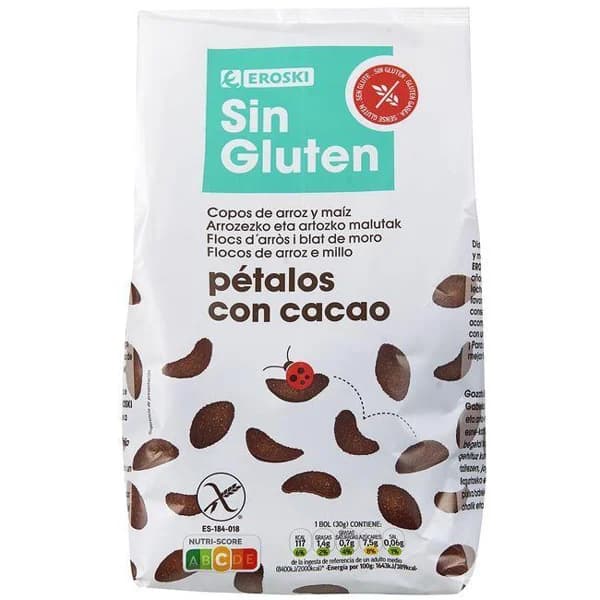 Pétalos de chocolate sin gluten EROSKI, bolsa 400 g - 0.4 kg - Imagen del producto en Findit