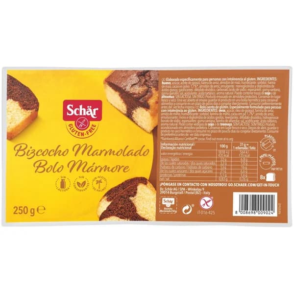 Bizcocho Marble Cake sin gluten SCHAR, paquete 250 g - 0.25 kg - Imagen del producto en Findit