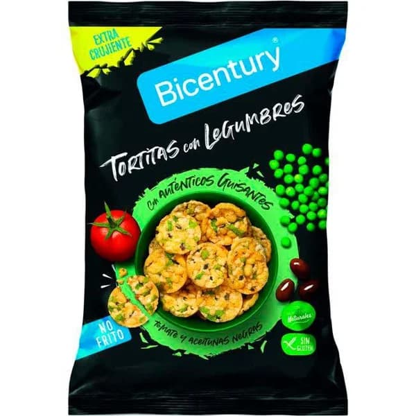 Tortita con legumbres, guisante, tomate BICENTURY, bolsa 60 g - 0.06 kg - Imagen del producto en Findit