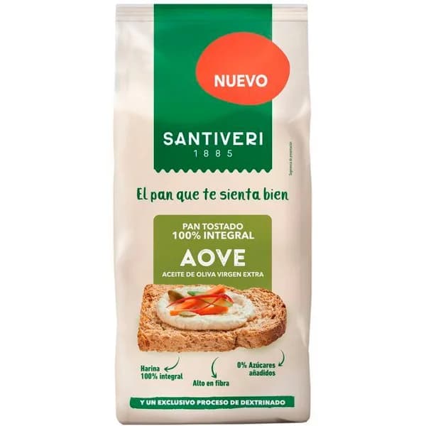 Pan tostado 100% integral aove SANTIVERI, paquete 200 g - 0.2 kg - Imagen del producto en Findit