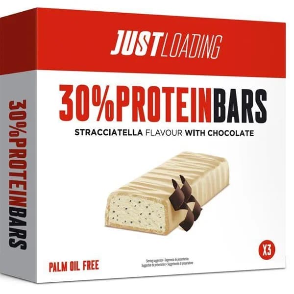 Barrita proteica straciatella JUSTLOADING, pack 3x30 g - 0.09 kg - Imagen del producto en Findit