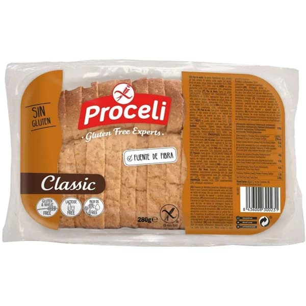 Pan de molde sin gluten classic PROCELI, paquete 280 g - 0.28 kg - Imagen del producto en Findit