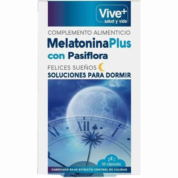 Melatonina Plus con pasiflora VIVE+, caja 30 uds - 30 ud - Imagen del producto en Findit