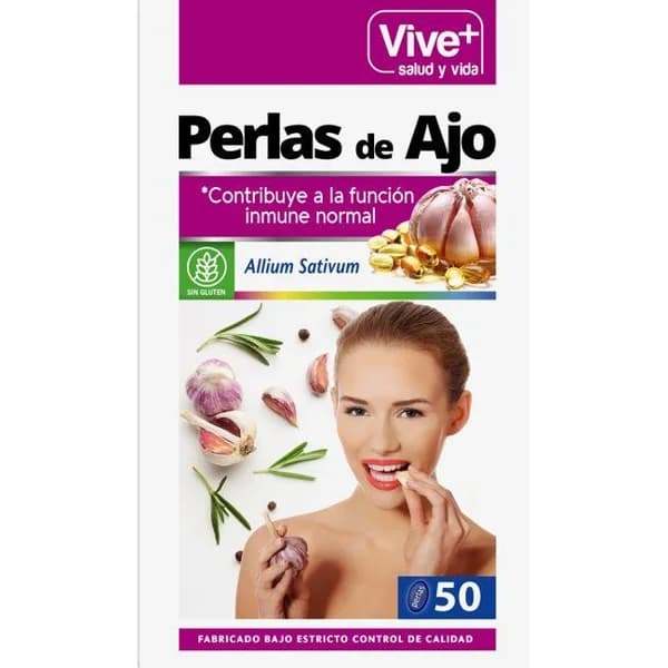 Perlas de ajo VIVE+, caja 50 capsulas - 50 ud - Imagen del producto en Findit