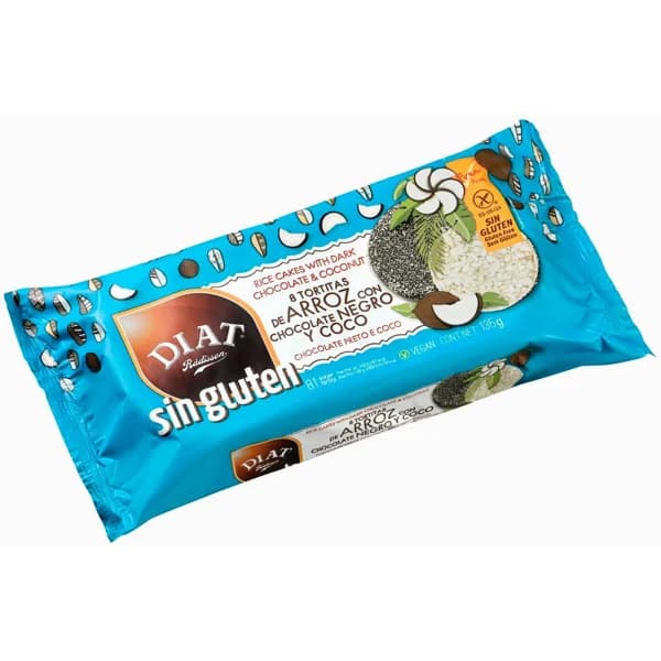 Tortita de arroz chocolate negro-coco D. RADISSON, paquete 135 g - 0.14 kg - Imagen del producto en Findit