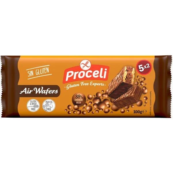 Air Wafers sin gluten PROCELI, paquete 100 g - 0.1 kg - Imagen del producto en Findit