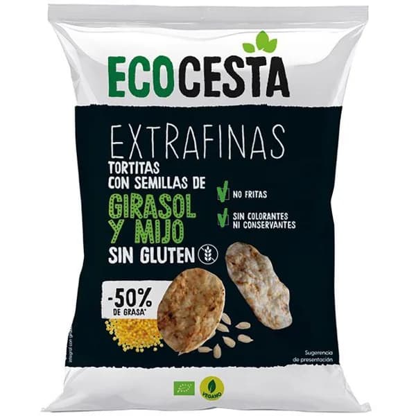 Tortita de arroz integral, girasol y mijo ECOCESTA, bolsa 60 g - 0.06 kg - Imagen del producto en Findit