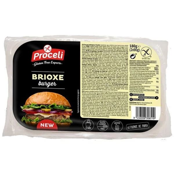 Pan hamburguesa brioxe sin gluten PROCELI, pack 180 g - 0.18 kg - Imagen del producto en Findit