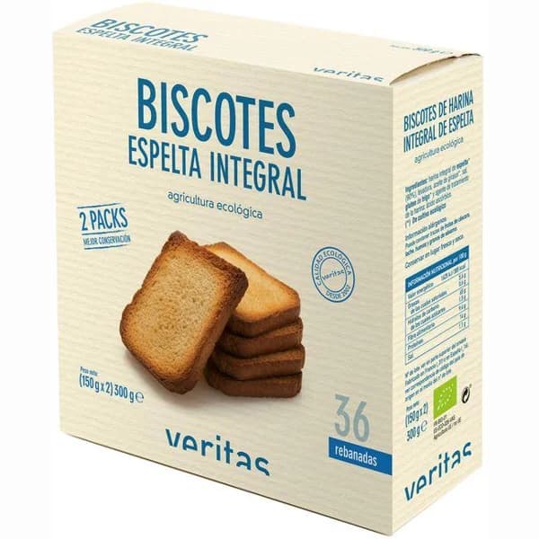 Biscotes de espelta integral VERITAS, caja 300 g - 0.3 kg - Imagen del producto en Findit