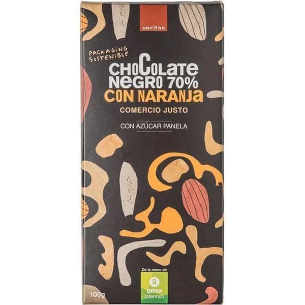 Chocolate 70% naranja eco VERITAS, tableta 100 g - 0.1 kg - Imagen del producto en Findit