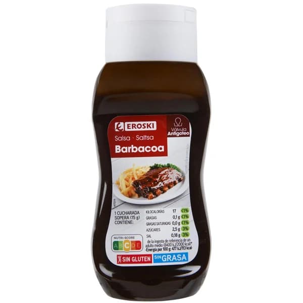 Salsa barbacoa EROSKI, bote 320 g - 0.32 kg - Imagen del producto en Findit