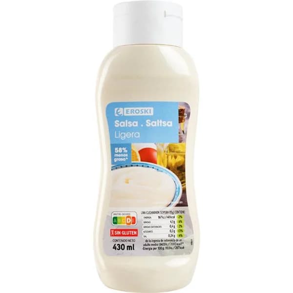 Salsa ligera EROSKI, bote 430 ml - 0.43 l - Imagen del producto en Findit