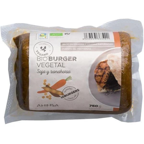 Bio burger vegetal de soja y zanahoria AHIMSA, paquete 750 g - 0.75 kg - Imagen del producto en Findit