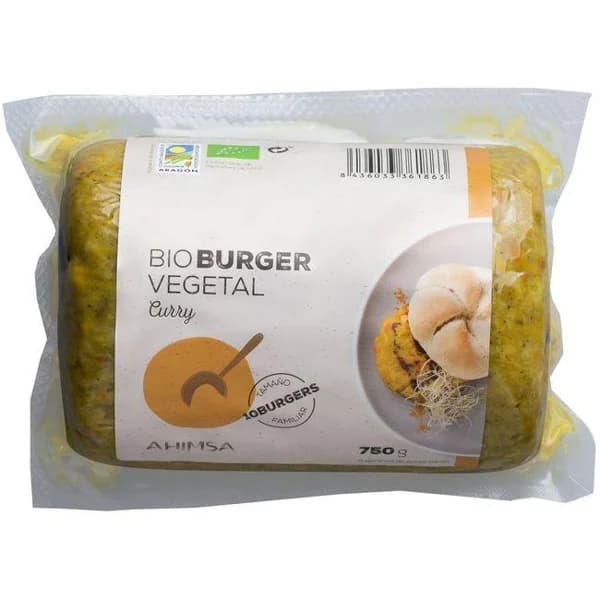 Bio burger vegetal al curry AHIMSA, paquete 750 g - 0.75 kg - Imagen del producto en Findit