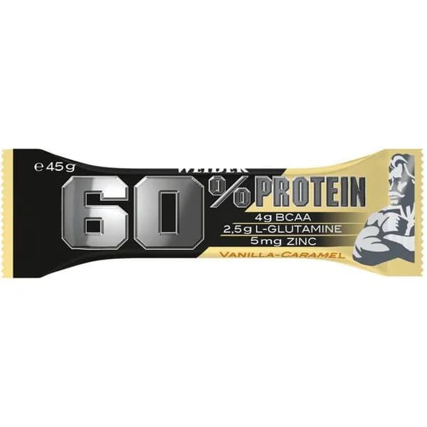 Barrita 60% proteina vainilla-caramelo WEIDER, 1 ud, 45 g - 0.05 kg - Imagen del producto en Findit