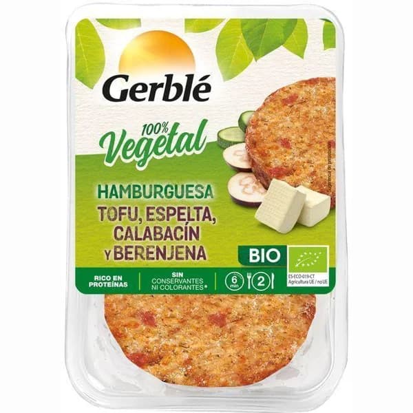 Hamburguesa vegetal de tofú-calabacín GERBLÉ BIO, bandeja 160 g - 0.16 kg - Imagen del producto en Findit