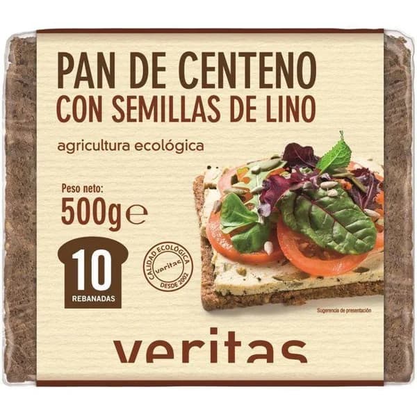 Pan de centeno y lino VERITAS, paquete 500 g - 0.5 kg - Imagen del producto en Findit