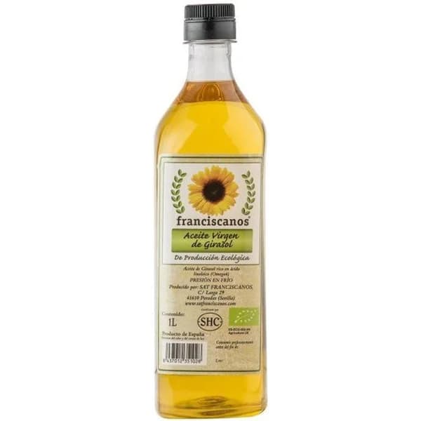 Aceite de girasol virgen eco FRANCISCANO, botella 1 litro - 1 ud - Imagen del producto en Findit
