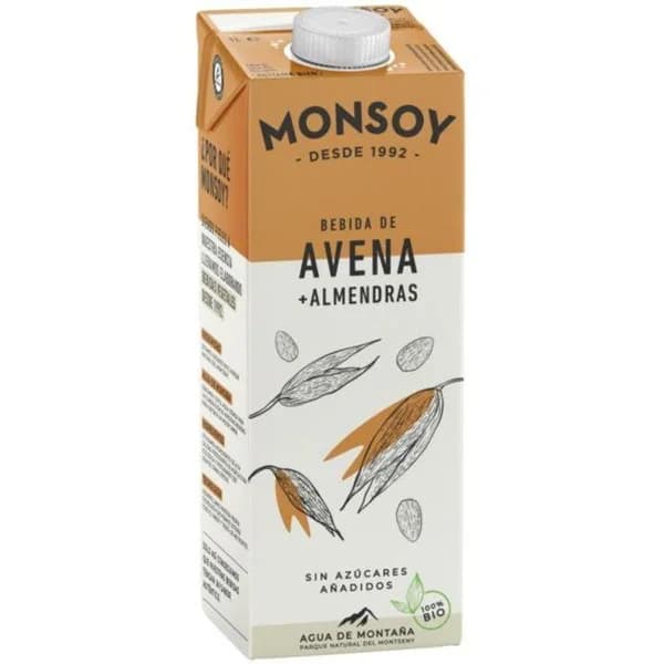 Bebida de avena y almendra MONSOY, brik 1 litro - 1 l - Imagen del producto en Findit