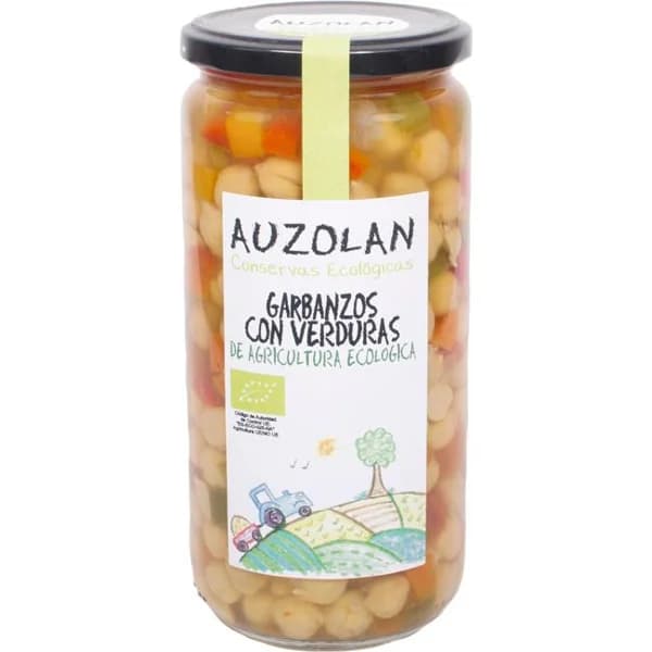 Garbanzos con verduras ecológicas AUZOLAN, frasco 450 g - 0.45 kg - Imagen del producto en Findit