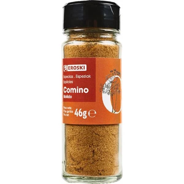 Comino molido para sazonar EROSKI, frasco 46 g - 0.05 kg - Imagen del producto en Findit