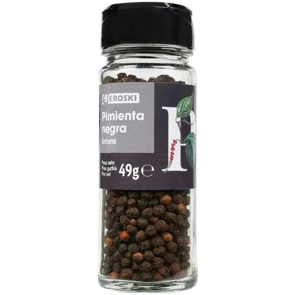 Pimienta negra entera EROSKI, frasco 49 g - 0.05 kg - Imagen del producto en Findit