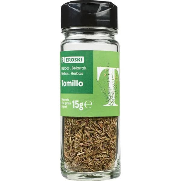 Tomillo para sazonar EROSKI, frasco 15 g - 0.02 kg - Imagen del producto en Findit