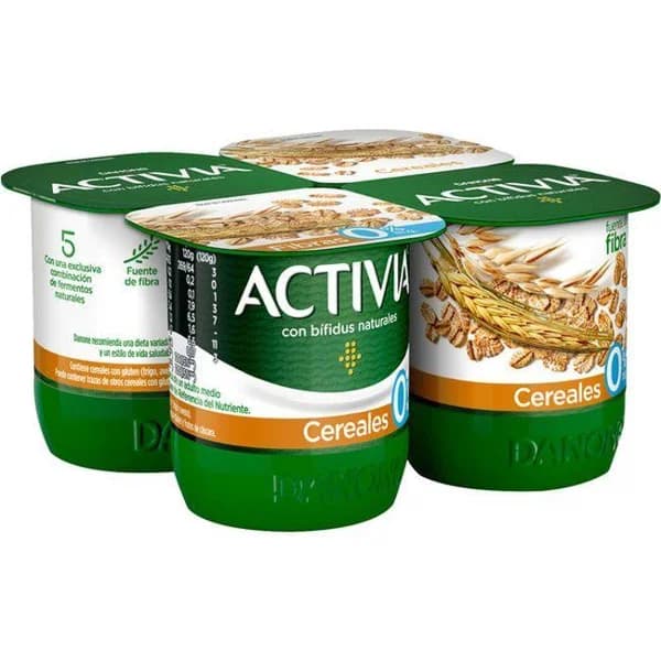 Activia de cereal 0% DANONE, pack 4x115 g - 0.46 kg - Imagen del producto en Findit