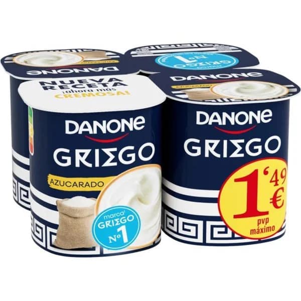 Griego sabor natural azucarado DANONE, pack 4x110 g - 1 ud - Imagen del producto en Findit