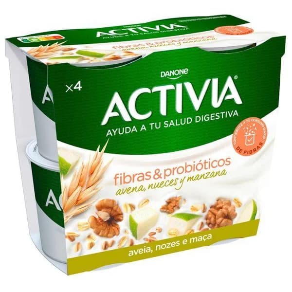 Bífidus con avena, nueces y manzana ACTIVIA, pack 4x115 g - 0.46 kg - Imagen del producto en Findit