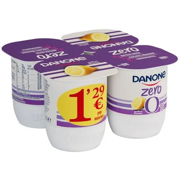 Yogur sabor limón DANONE ZERO, pack 4x120 g - 1 ud - Imagen del producto en Findit