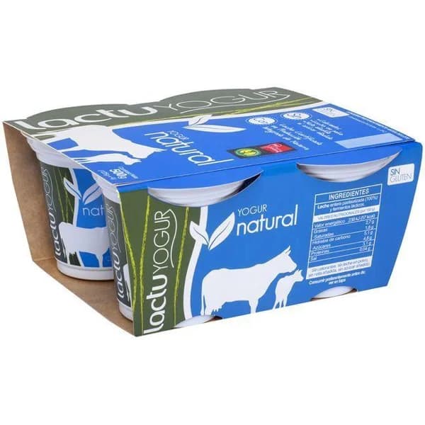 Yogur natural LACTUYOGUR, pack 4x125 g - 0.5 kg - Imagen del producto en Findit
