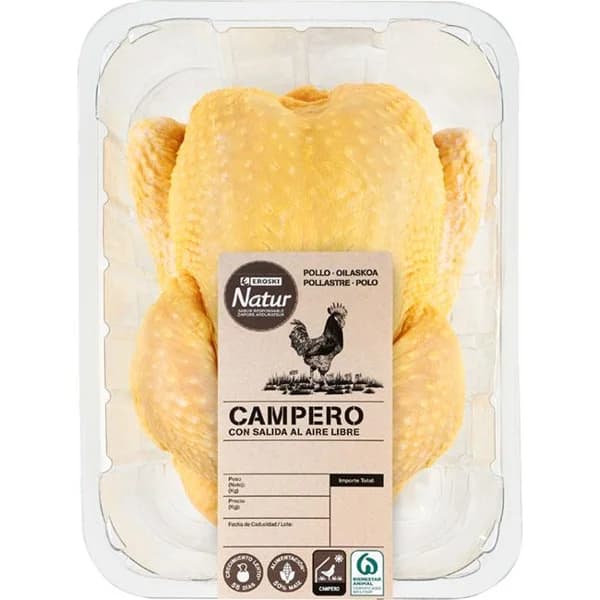 Pollo entero campero EROSKI Natur, pieza aprox. 1.5 kg - 1.5 kg - Imagen del producto en Findit