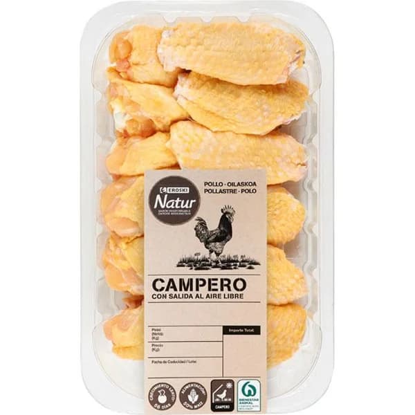 Alas enteras sin punta de pollo campero E. Natur, bandeja aprox. 440 g - 0.44 kg - Imagen del producto en Findit