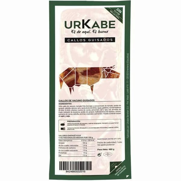 Callos guisados URKABE, bandeja 480 g - 0.48 kg - Imagen del producto en Findit